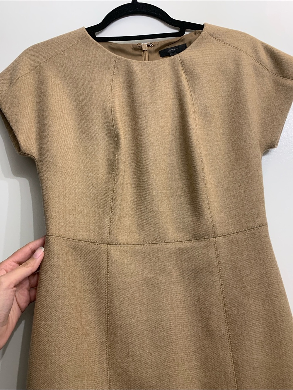 J. Crew Camel Short-Sleeve Sheath Wool Dress - Picture 2 of 10